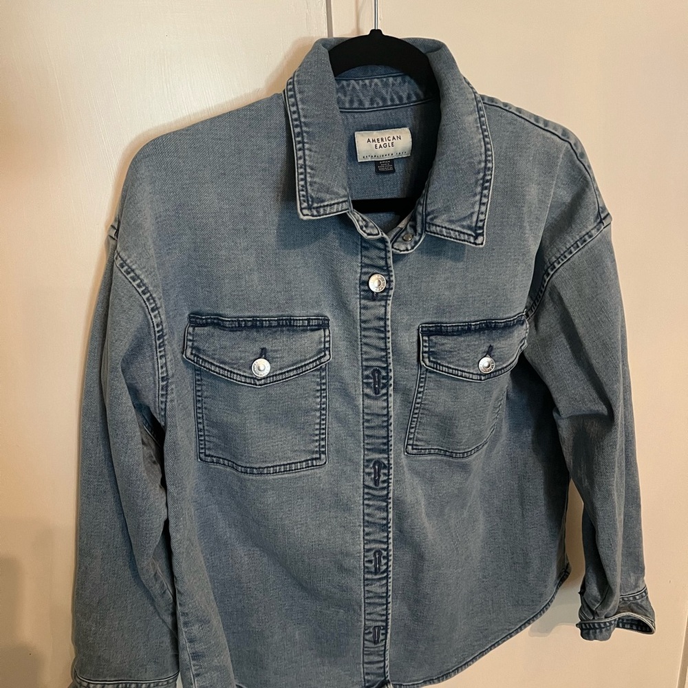 American Eagle Dark Blue Denim Shirt